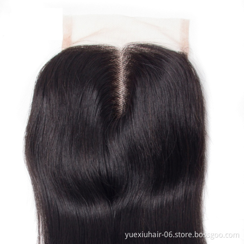100% Human Hair 4x4 Straight Swiss Lace Hair Closure Piece Thick Smooth Silk Base Closure with Baby Hair